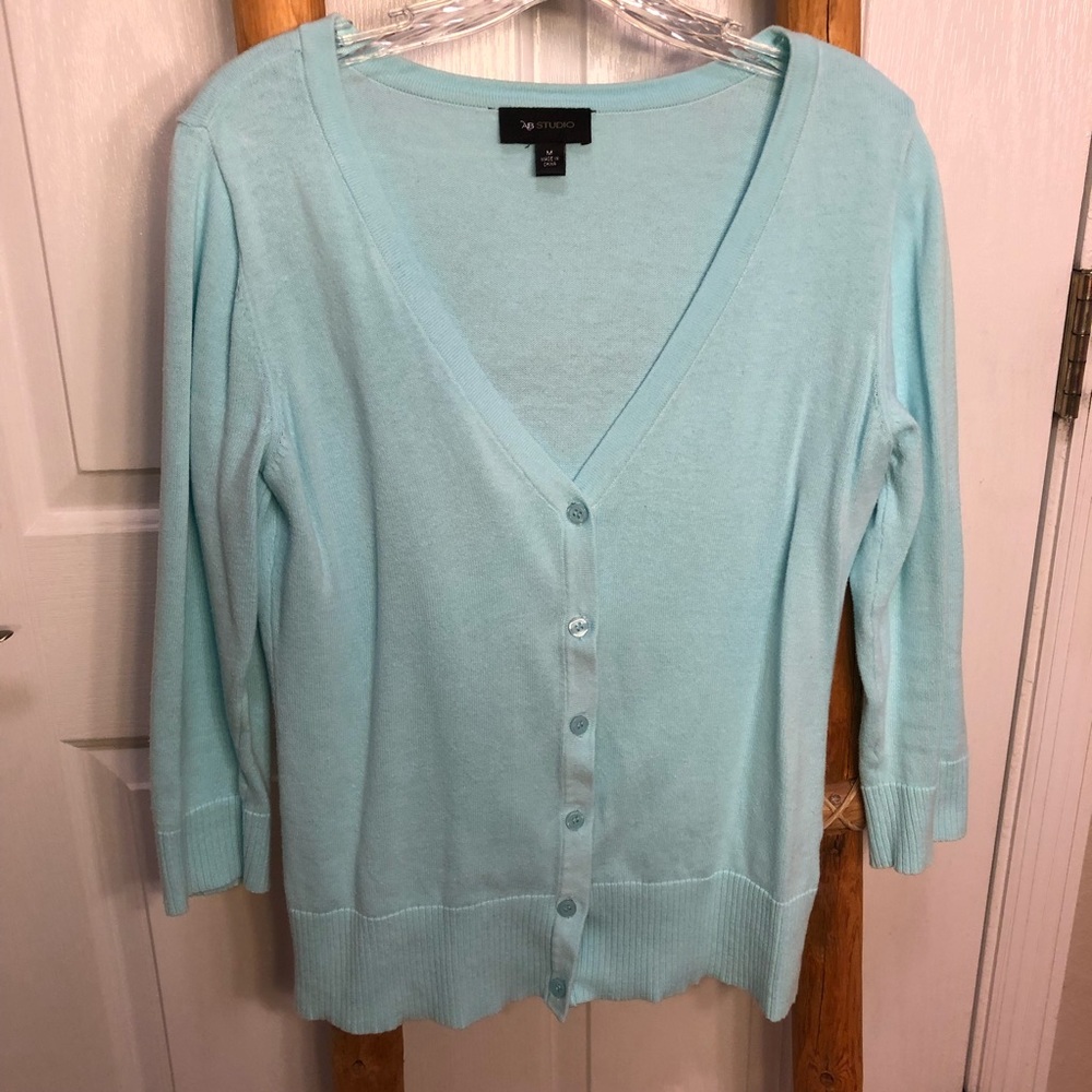 AB Studio v-neck aqua blue cardigan, size S